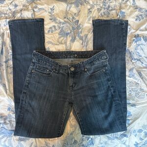 Express Dark Blue Low Rise Boot Cut Jeans